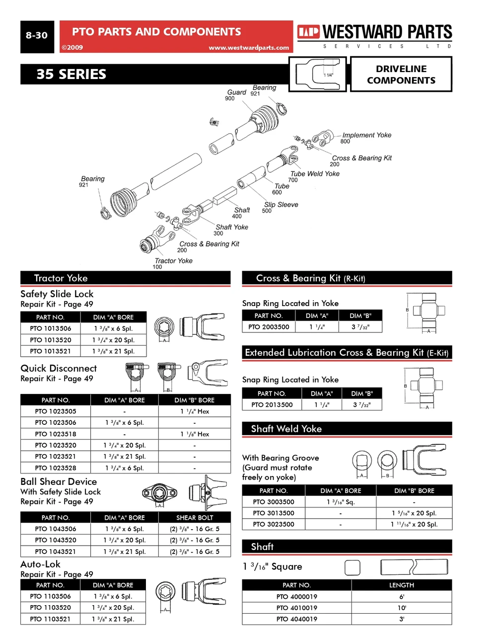 1-3/4"-20 Spline - Auto-Lok QD Yoke - 35 Series  PTO1103520