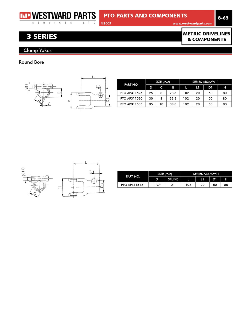 1-3/8"-6 Spline Push Pin QD Yoke - 1-3/8"-6 Spline Push Pin QD Yoke - Four Yoke Driveline Assembly - Bondioli® 3 Series  PTO14006340