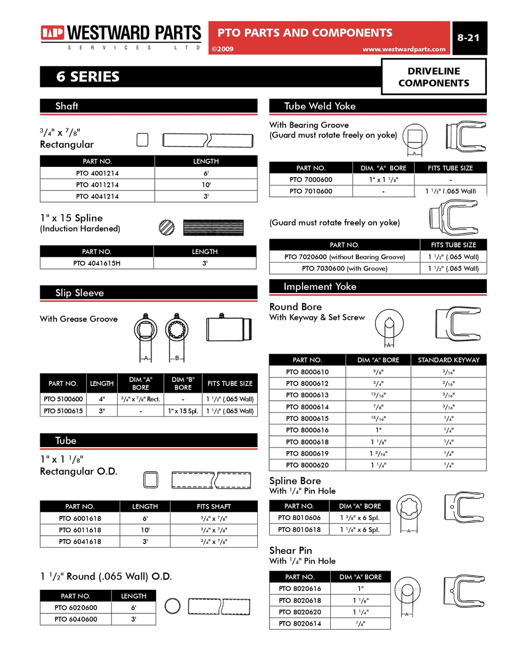 1.38 x 1.50" Tube - Weld Yoke - 6 Series  PTO7020600
