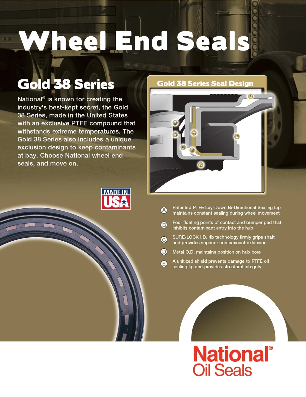 4.625" Inch Unitized Teflon® Lip/Nitrile Case Oil Bath Seal  380025A