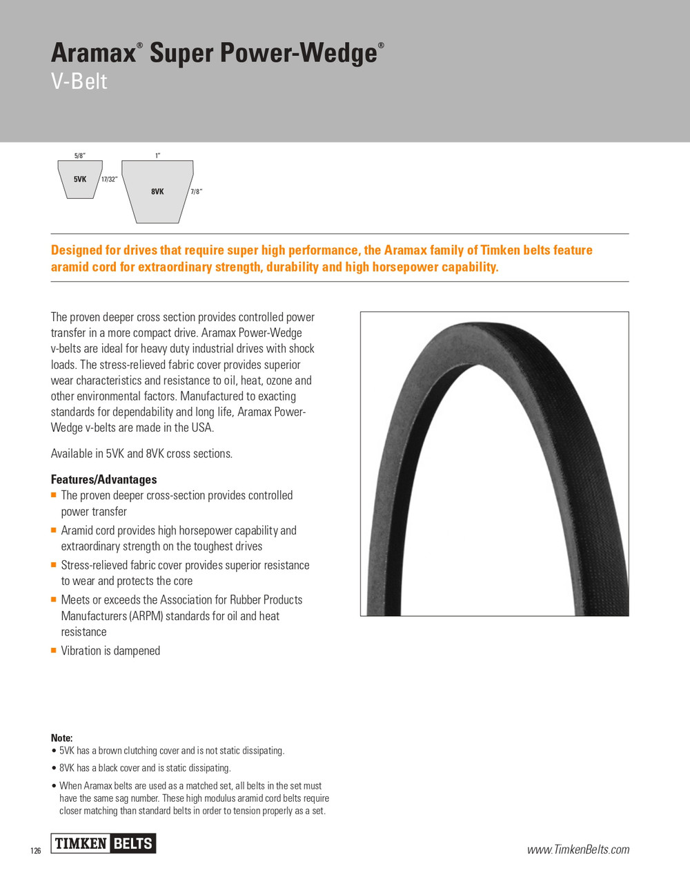 Metric Aramax® Super Power Wedge® V-Belt   SPCK9000