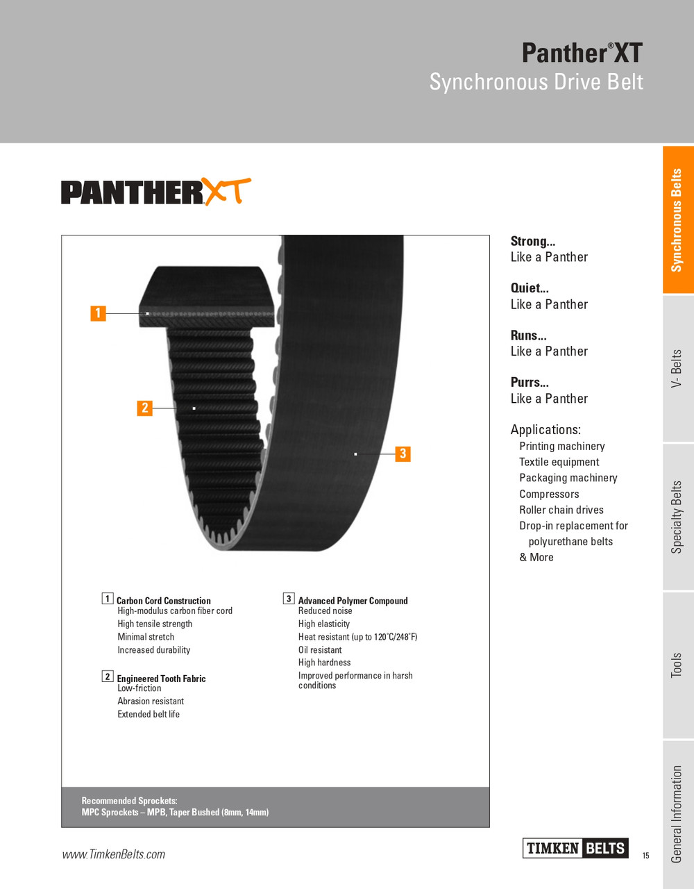 Panther® XT Synchronous Timing Belt   14MXT-1960-37