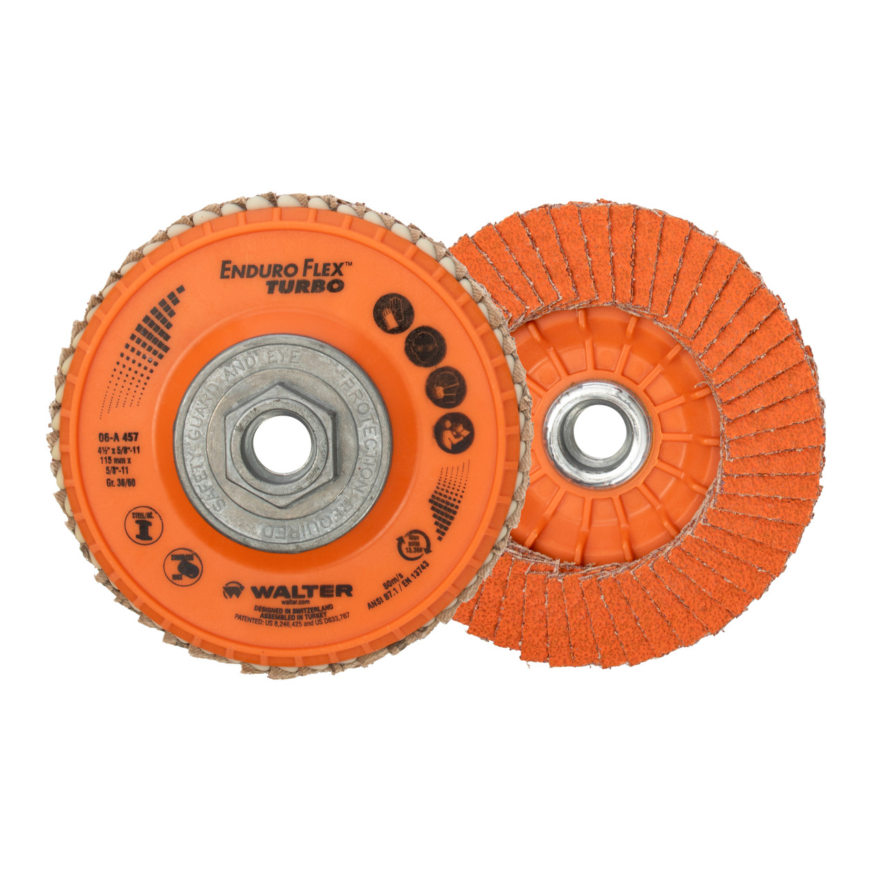 Enduro-Flex Turbo® 10 Pc. 4-1/2 x 5/8"-11 36/60G Flap Disc   06A457