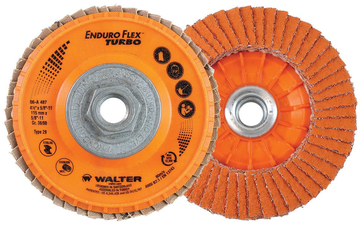 Enduro-Flex Turbo® 10 Pc. 4-1/2 x 5/8"-11 36/60G Flap Disc   06A487