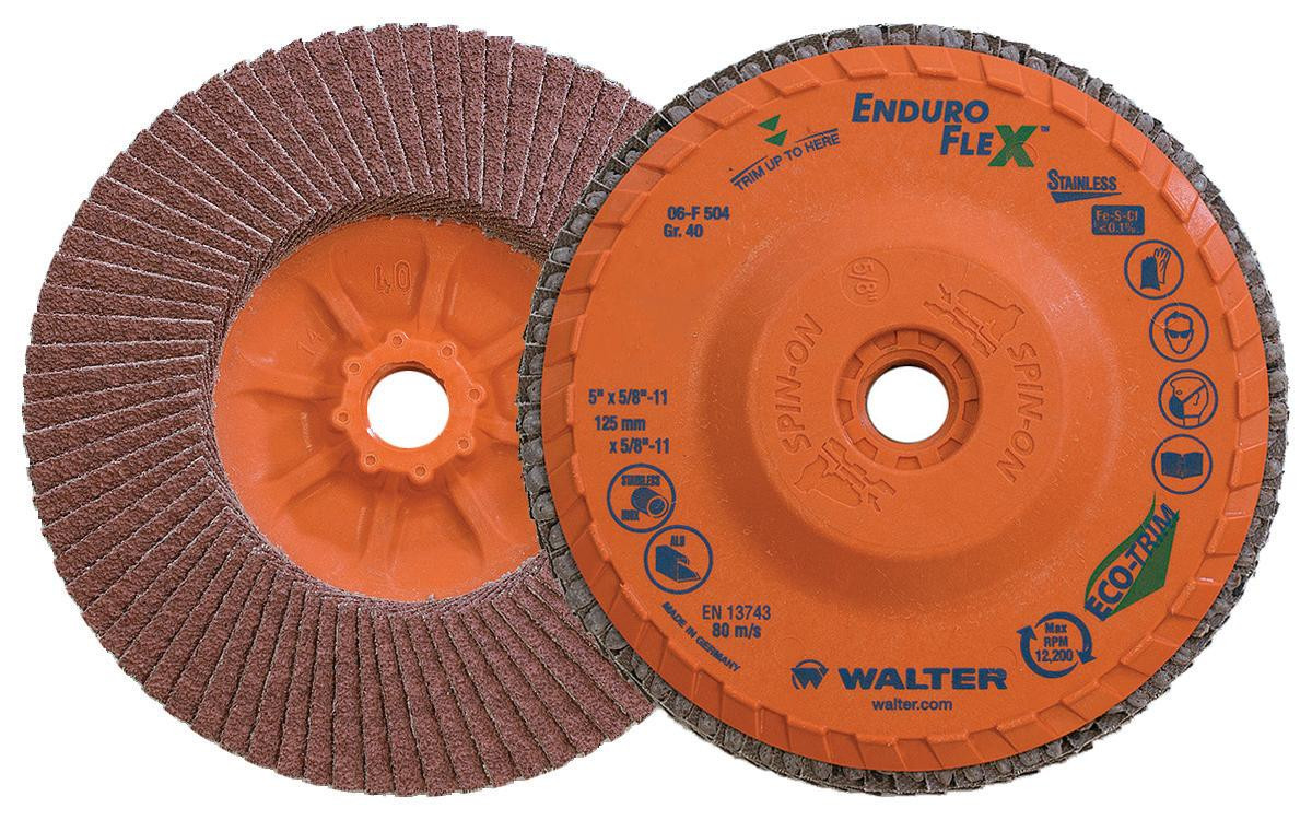Enduro-Flex Stainless® 10 Pc. 5 x 5/8"-11 40G Flap Disc   06F504