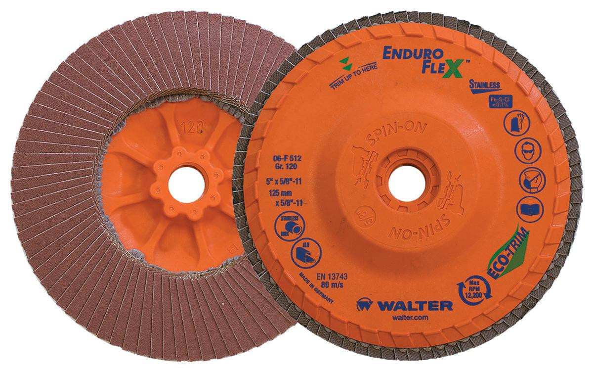 Enduro-Flex Stainless® 10 Pc. 5 x 5/8"-11 120G Flap Disc   06F512