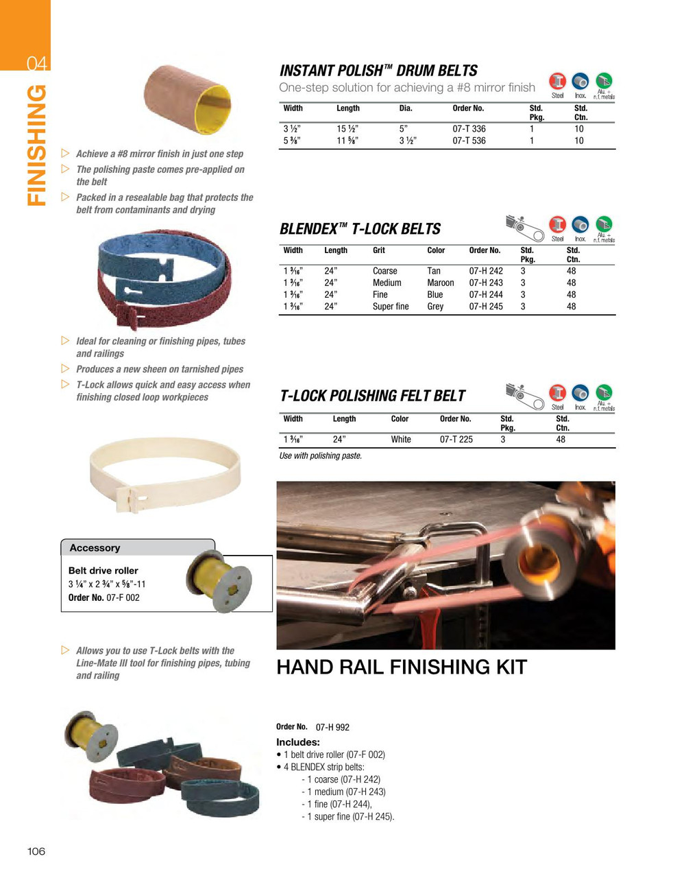 Blendex® 3 Pc. 24 x 1-3/16 x 24" Medium Abrasive T-Lock Belt   07H243