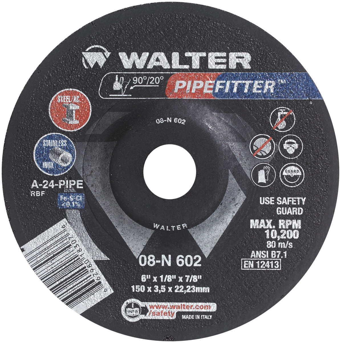 Pipefitter® 25 Pc. 6 x 1/8 x 7/8" A-24 Grinding Wheel   08N602