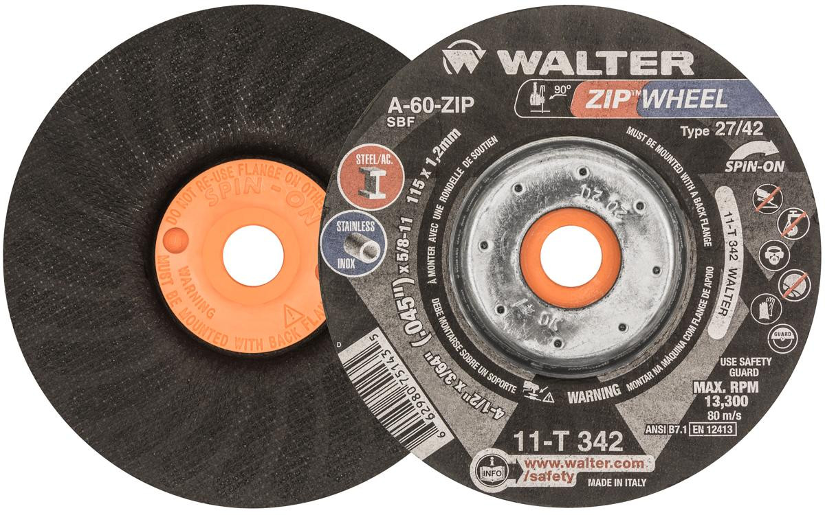 Zip Wheel® 25 Pc. 4-1/2 x 3/64 x 5/8" A-60 Cut-Off Wheel   11T342