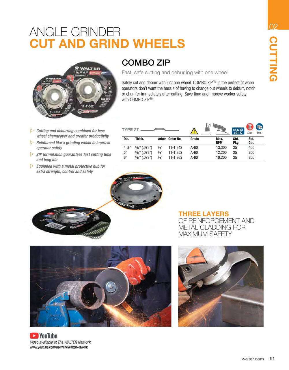 COMBO ZIP® 25 Pc. 6 x 5/64 x 7/8" A-60 Cut-Off Wheel   11T862