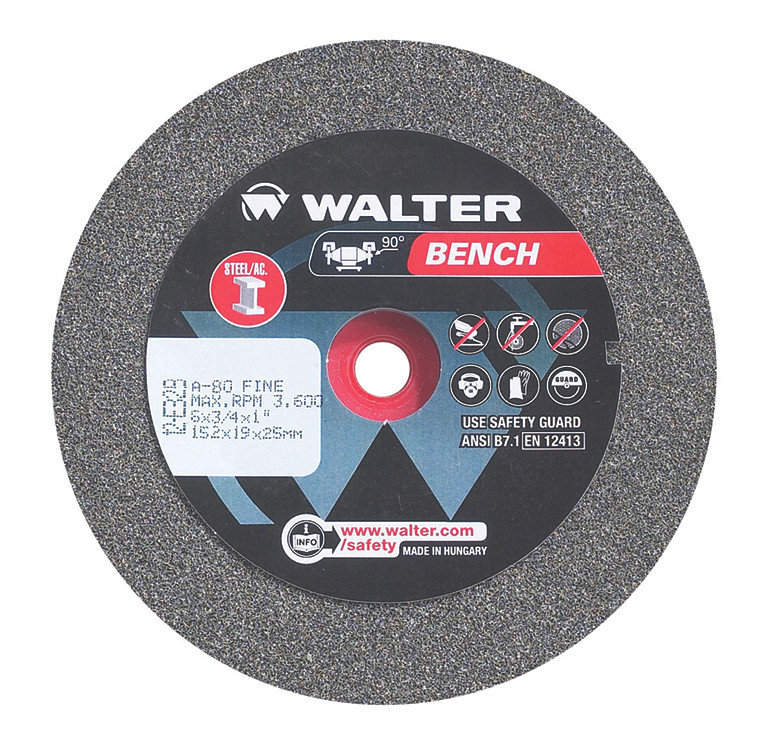 6 x 3/4 x 1" 80G Steel Bench Grinding Wheel   12E328