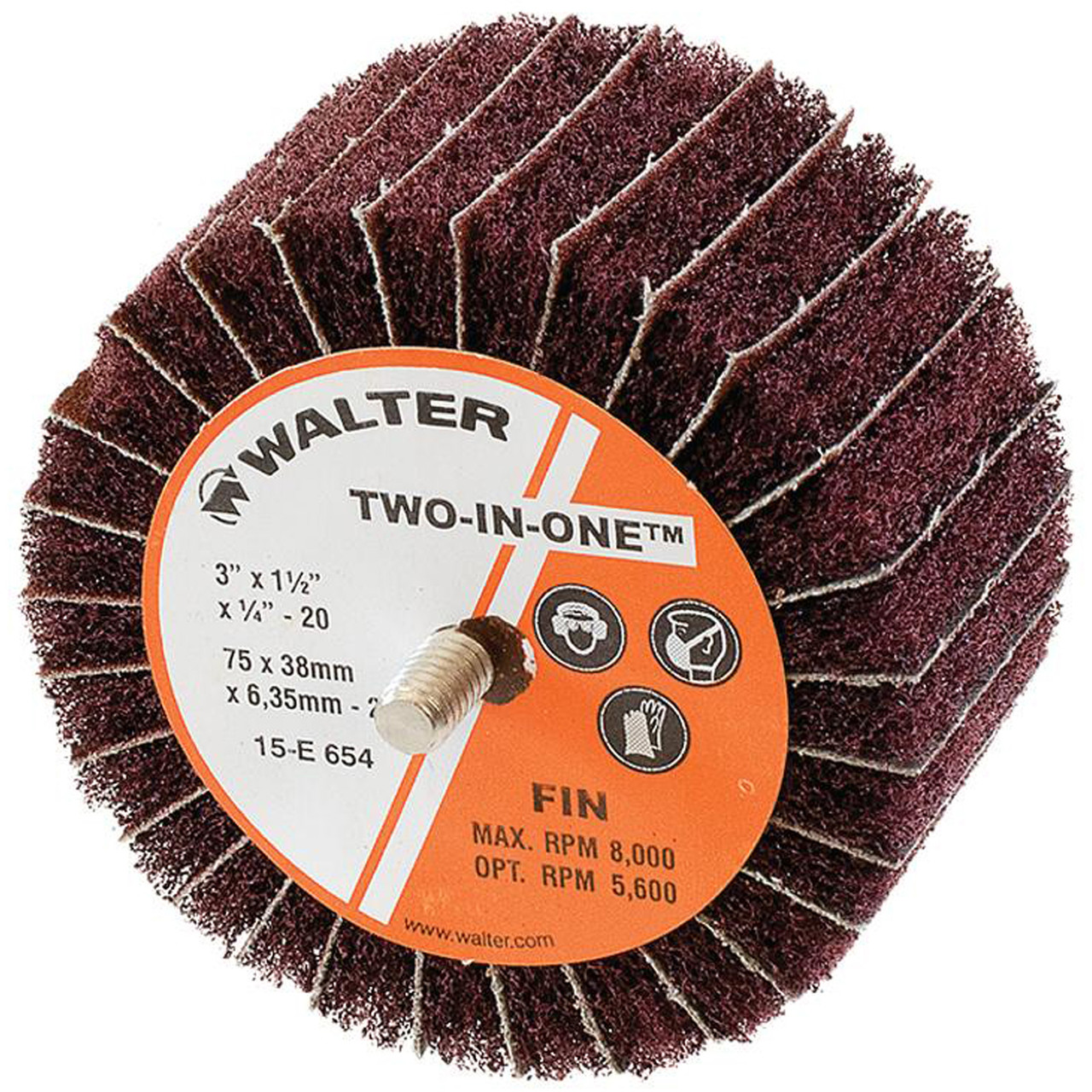 TWO-IN-ONE® 10 Pc. 3 x 1-1/2 x 1/4"-20" Flap Wheel   15E654