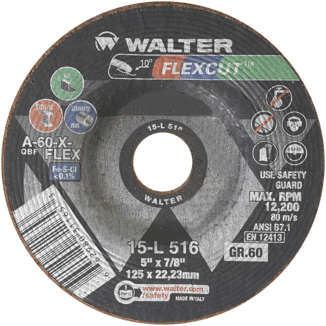 Flexcut® 25 Pc. 5 x 7/8" A-60-X-FLEX Grinding Wheel   15L516