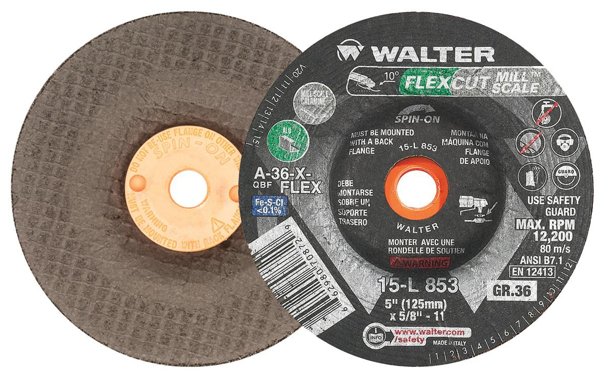 Flexcut Mill Scale® 25 Pc. 5 x 5/8"-11 A-36 Grinding Wheel   15L853