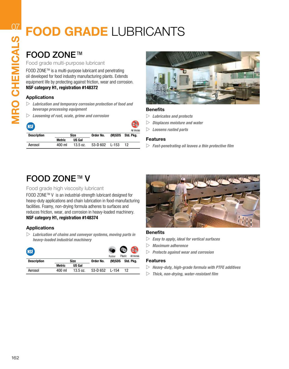 Food Zone V® Food Grade Industrial Lubricant/Penetrant 400ml Aerosol   53D652