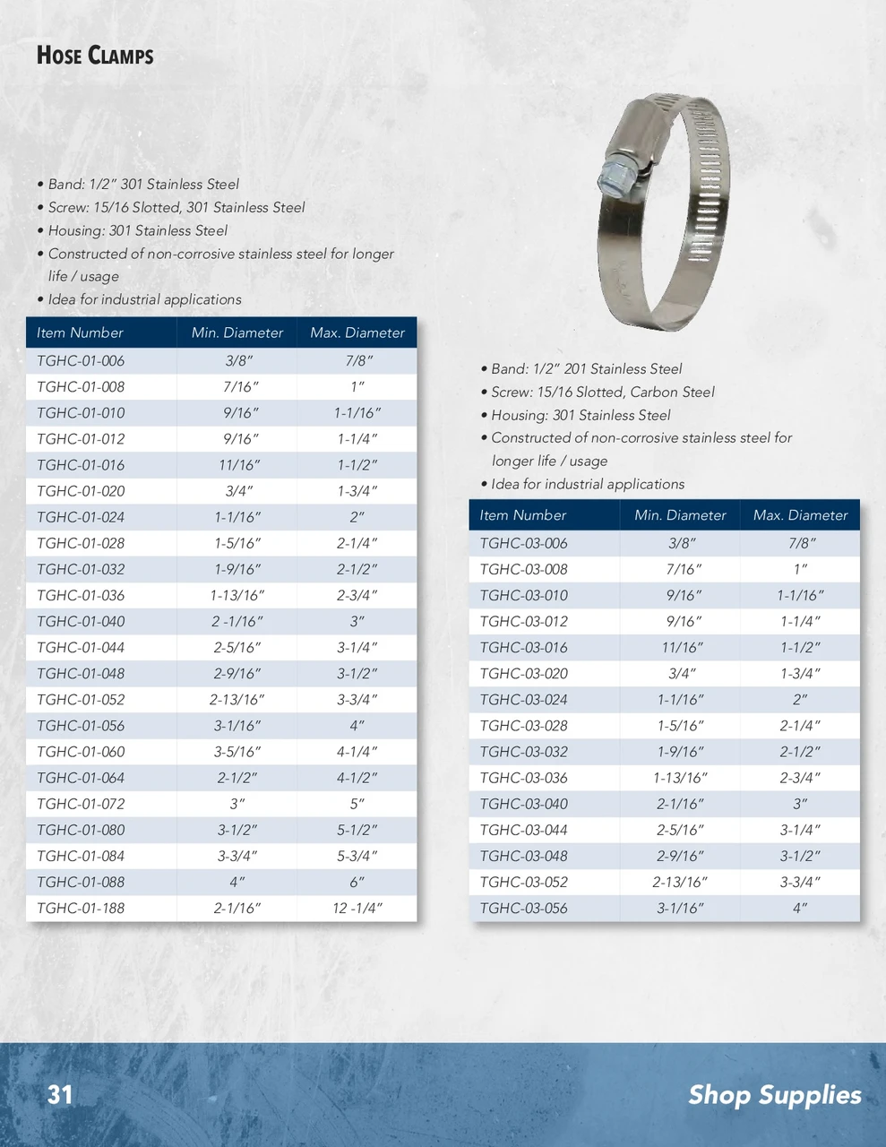 3-1/2" Worm Gear Hose Clamp  TGHC-03-056