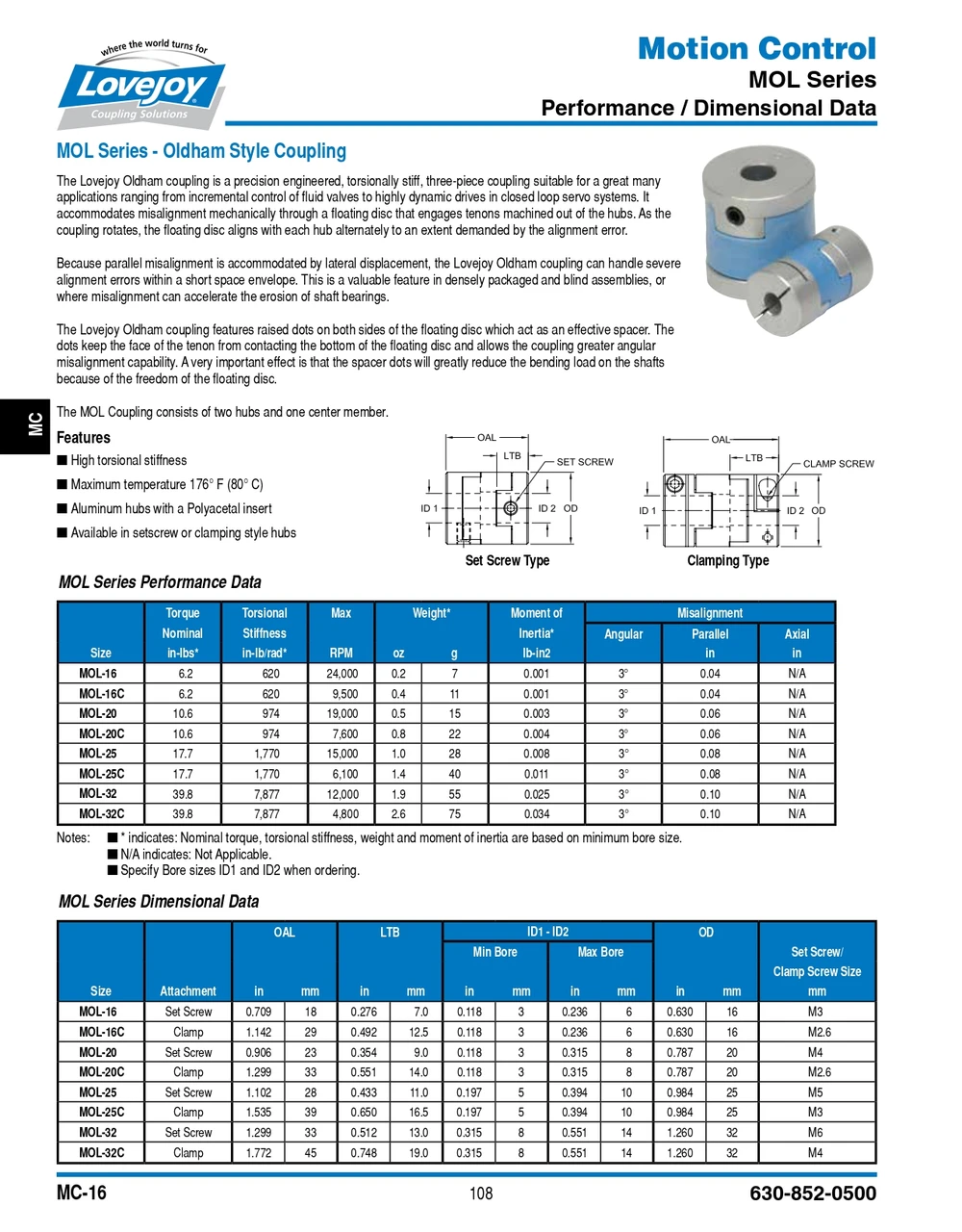 14mm Shaft Lovejoy® MOL-32C Oldham Coupling   MOL32C-HUB-14MM-NKW