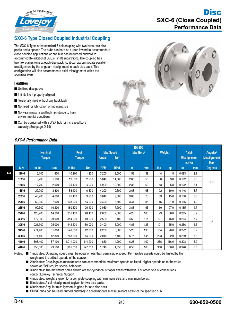 RSB Shaft Lovejoy® SXC255-6 Series Close Coupled Disc Coupling Hub   SXC255-6-HUB-RSB