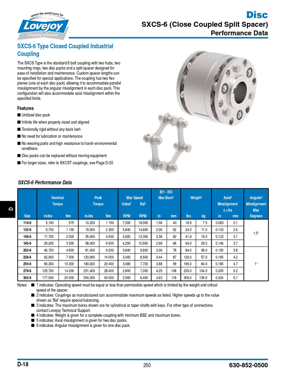 RSB Shaft Lovejoy® SXCS158-6 Series Close Coupled Disc Coupling Hub   SXCS158-6-HUB-RSB
