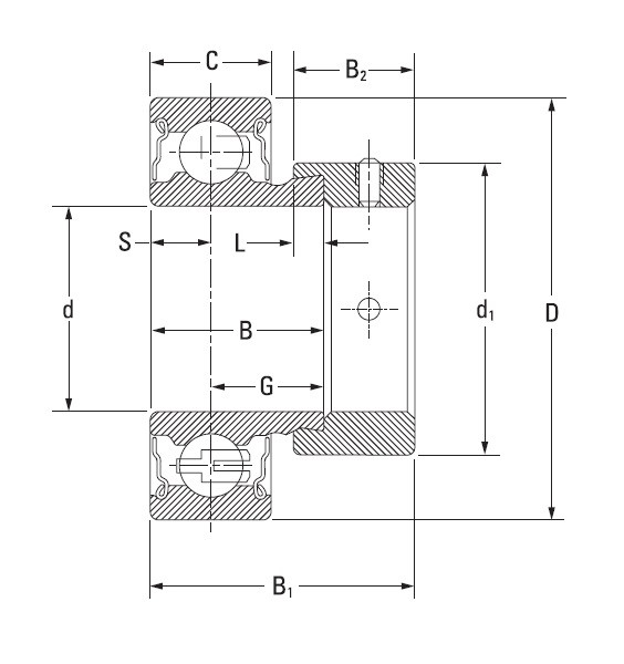 1" Cylindrical Ball Bearing Insert w/Eccentric Locking Collar   RA100DD