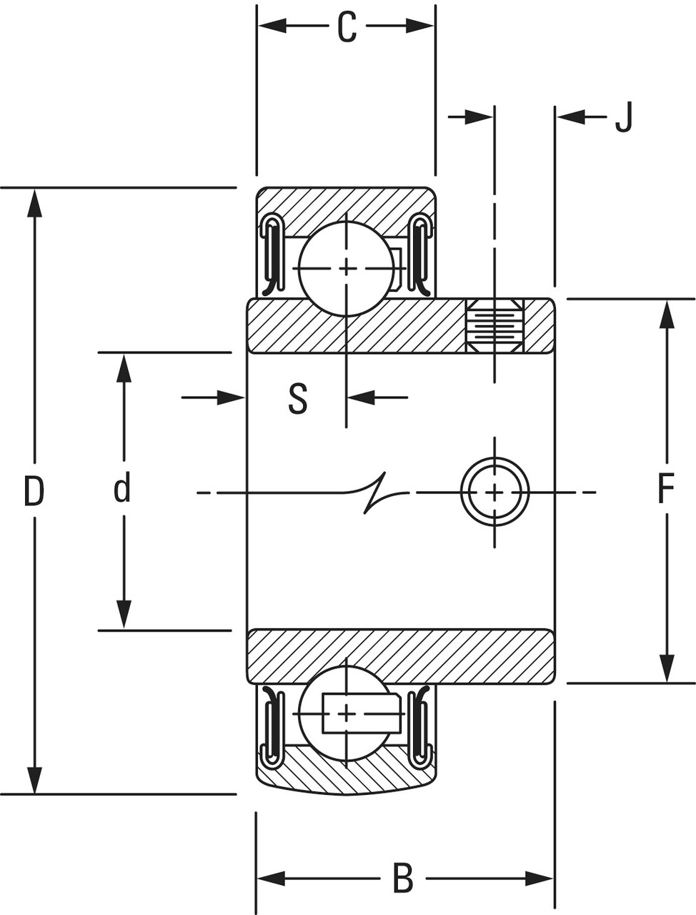 1" Cylindrical Ball Bearing Insert w/Set Screws   YA100RR