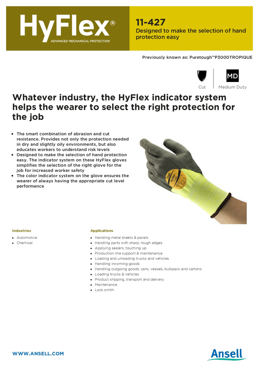 Ansell Hy-Flex® W/B Polyurethane Glove  11-427