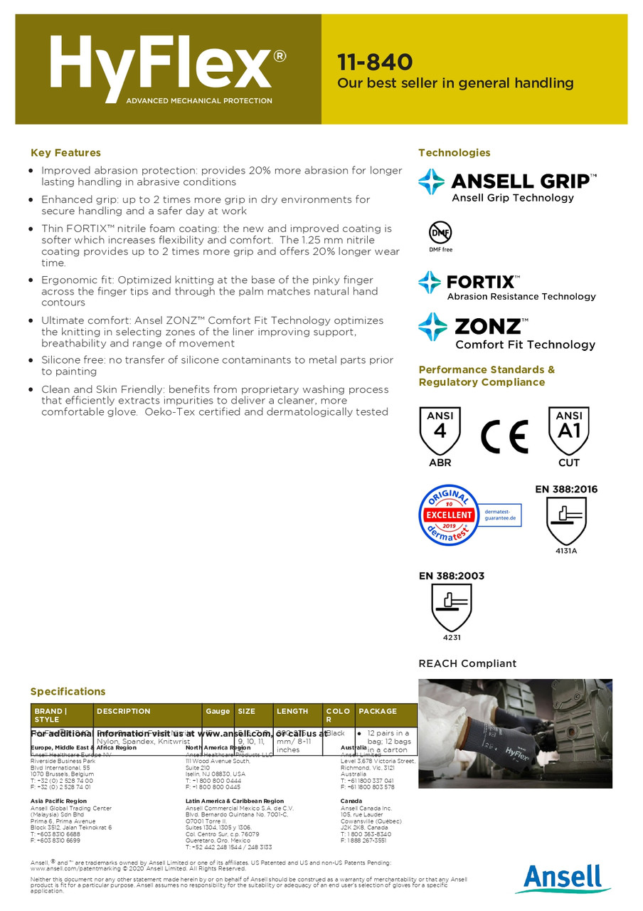 Ansell Hy-Flex® Foam Nitrile Glove  11-840