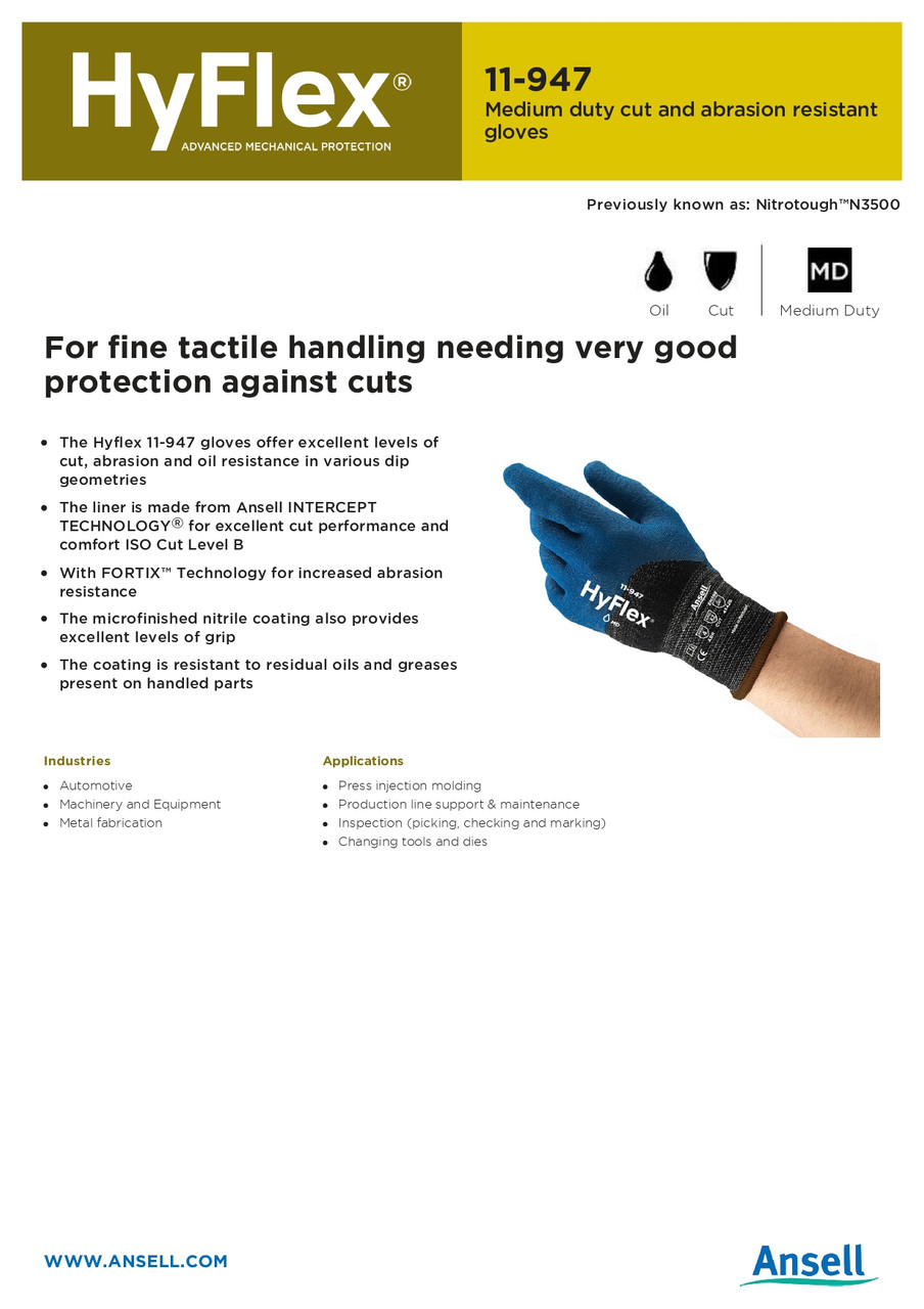 Ansell Hy-Flex® W/B Polyurethane Glove  11-947