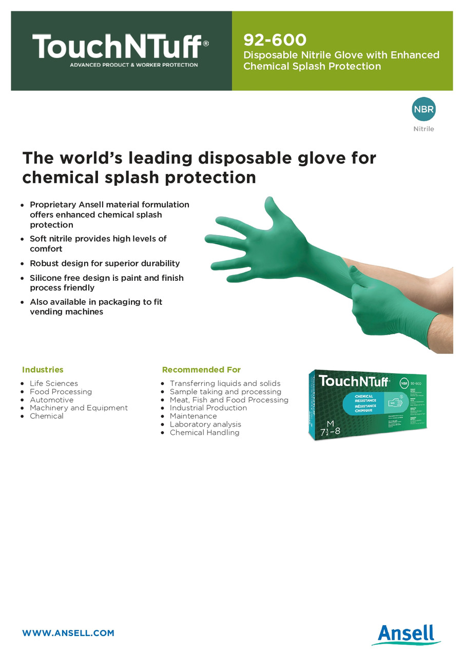 Ansell TouchNTuff® Smooth Nitrile Glove  92-600