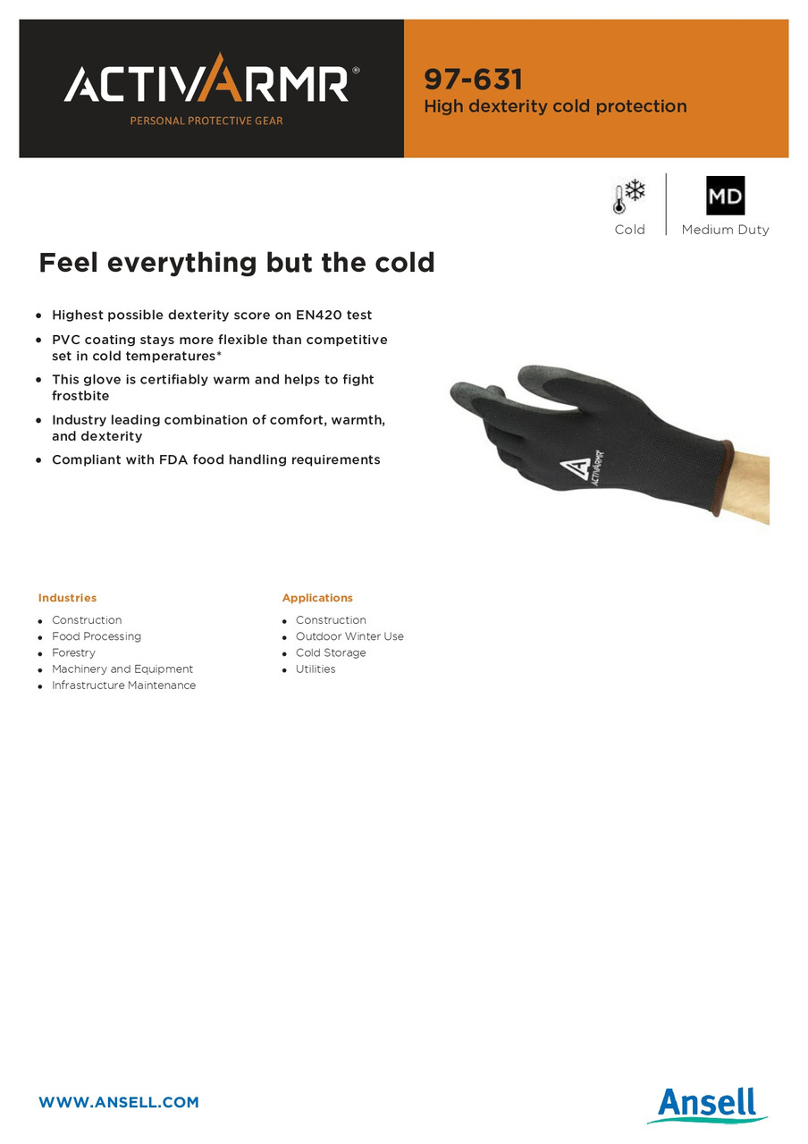 Ansell ActivArmr® PVC Coated Glove  97-631