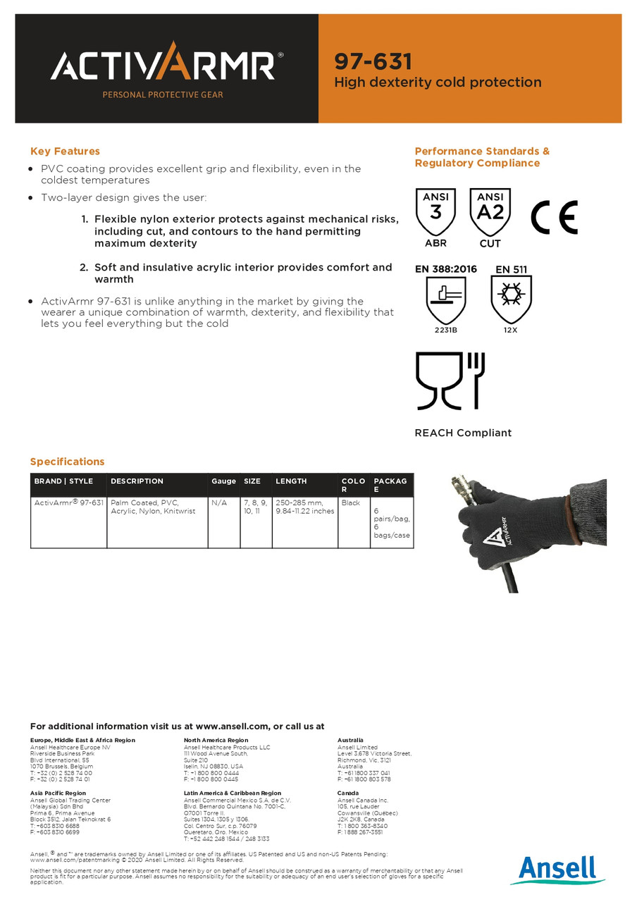 Ansell ActivArmr® PVC Coated Glove  97-631