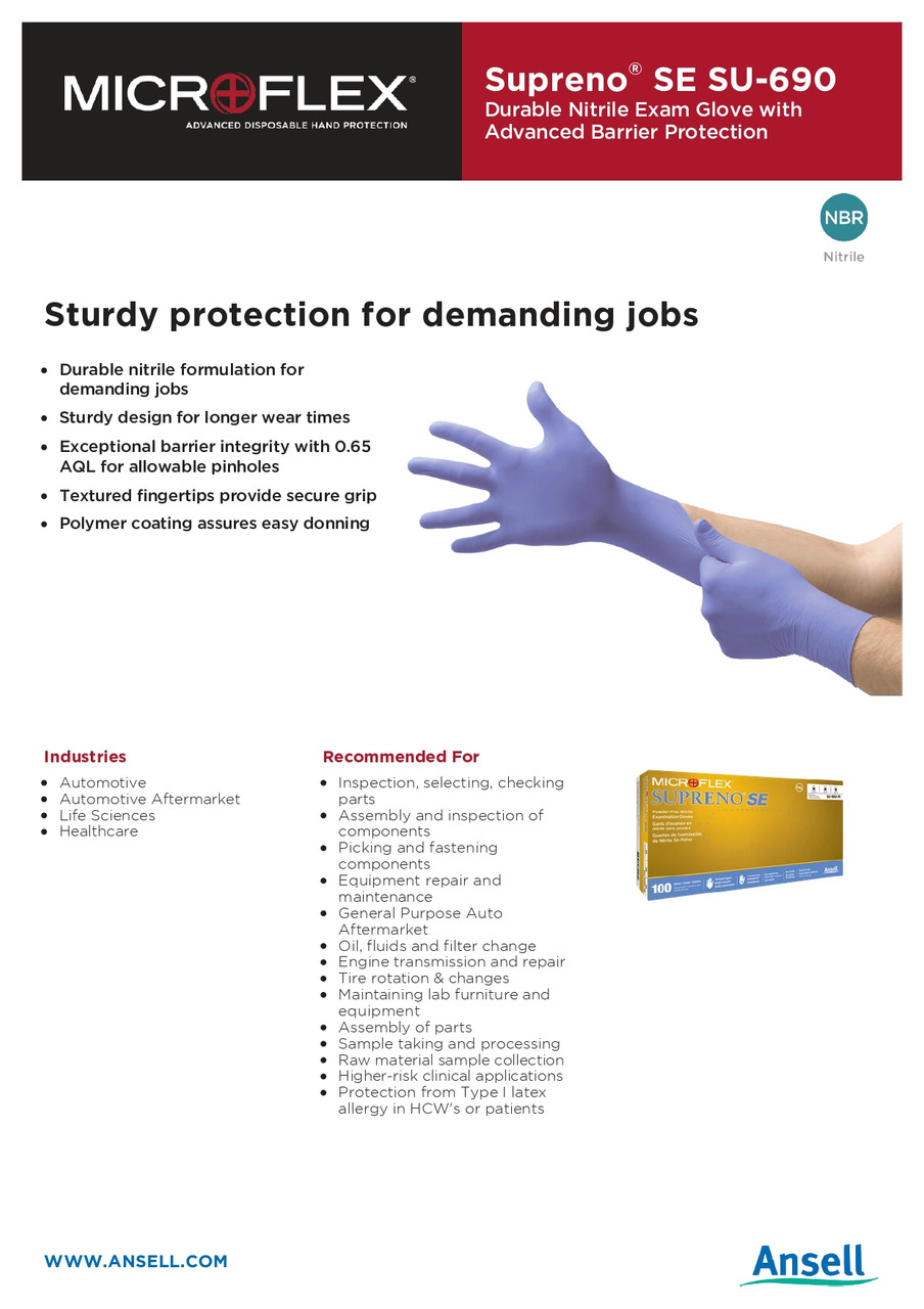 Ansell Microflex® Supreno® SE Nitrile Glove  SU-690