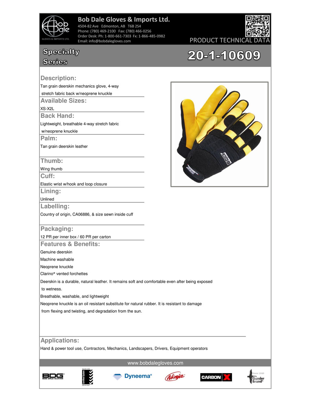 Mechanics Grain Deerskin Gold/Black  20-1-10609