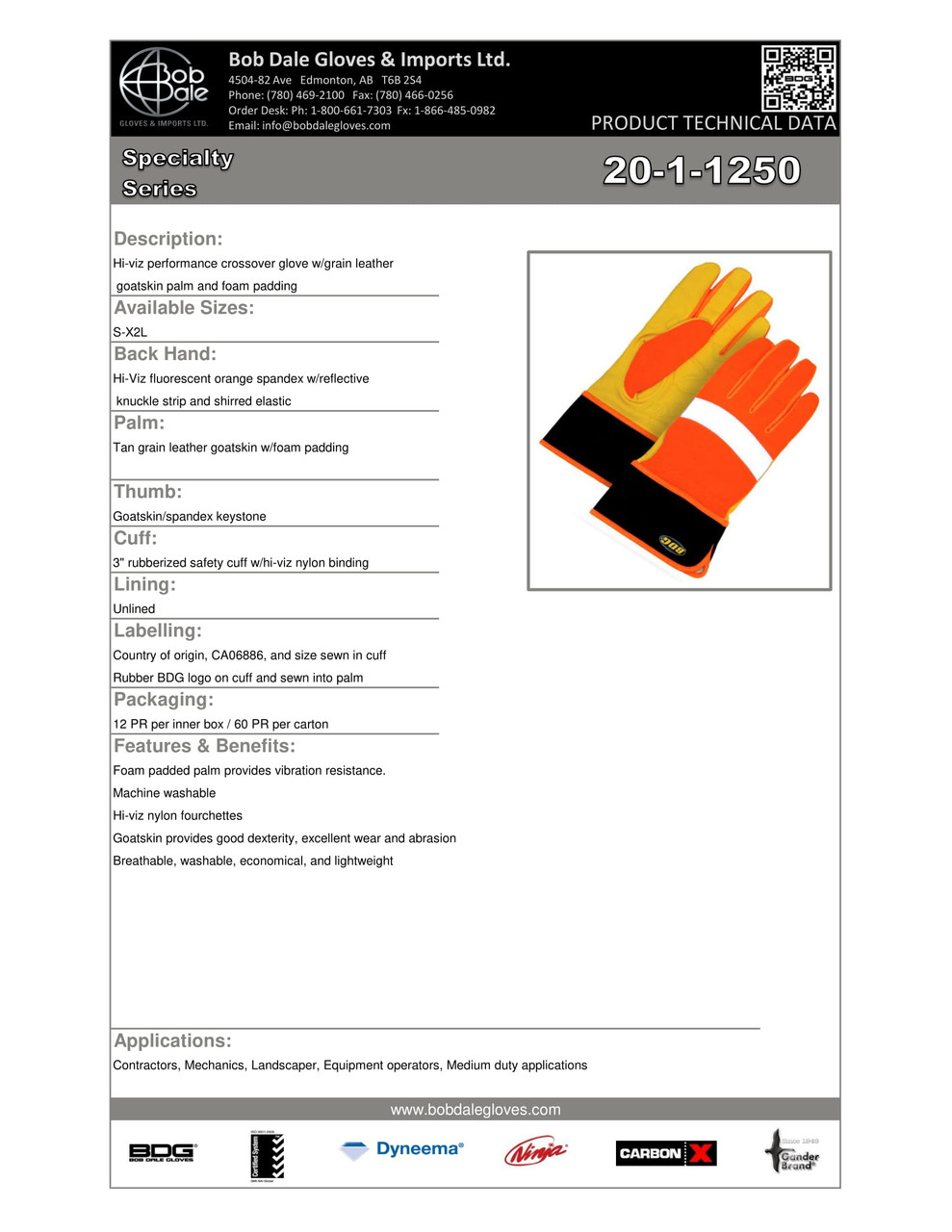 Grain Goatskin 3" Gauntlet Crossover Hi-Viz Orange Spandex Back  20-1-1250