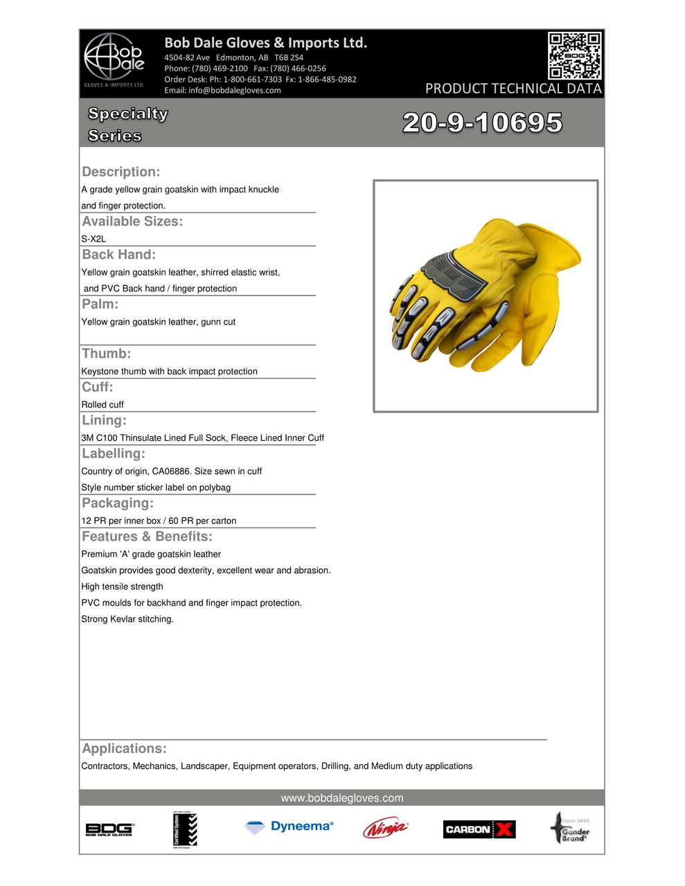 Winter Grain Goatskin Driver Thinsulate® C100 Backhand Impact Keystone Thumb  20-9-10695