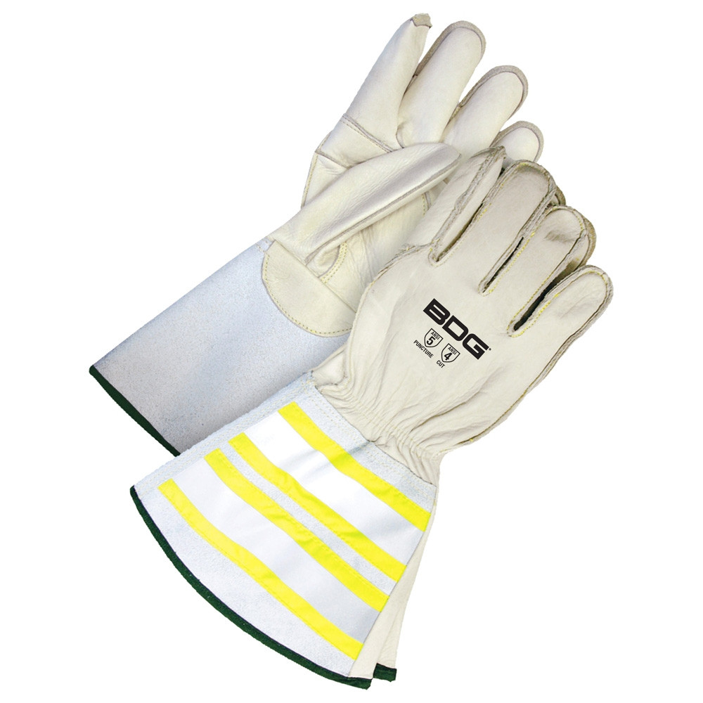 Grain Cowhide Weld Glove Kevlar® Lined w/6.25" Split Cowhide Hi-Viz Gauntlet  60-1-1280KV
