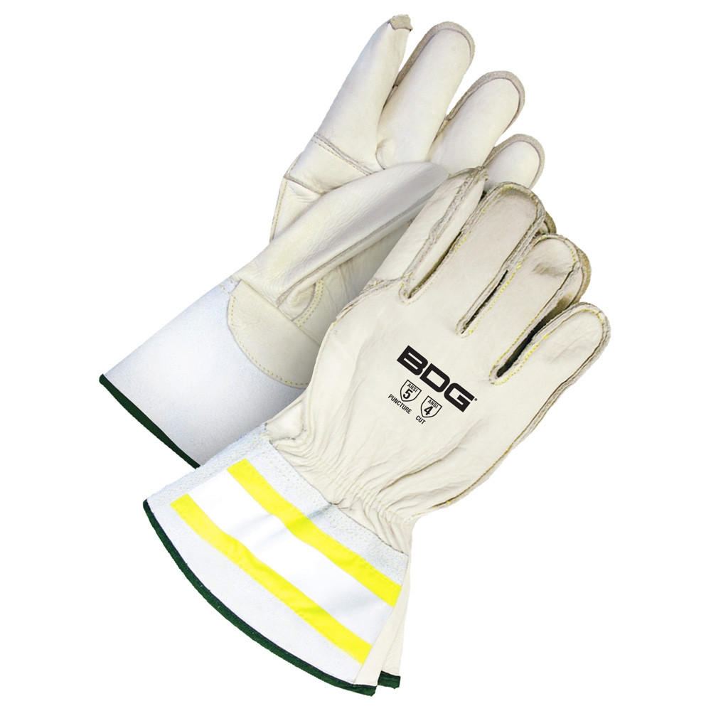 Grain Cowhide Weld Glove Kevlar® Lined w/3" Split Cowhide Hi-Viz Safety Cuff  60-1-1283KV