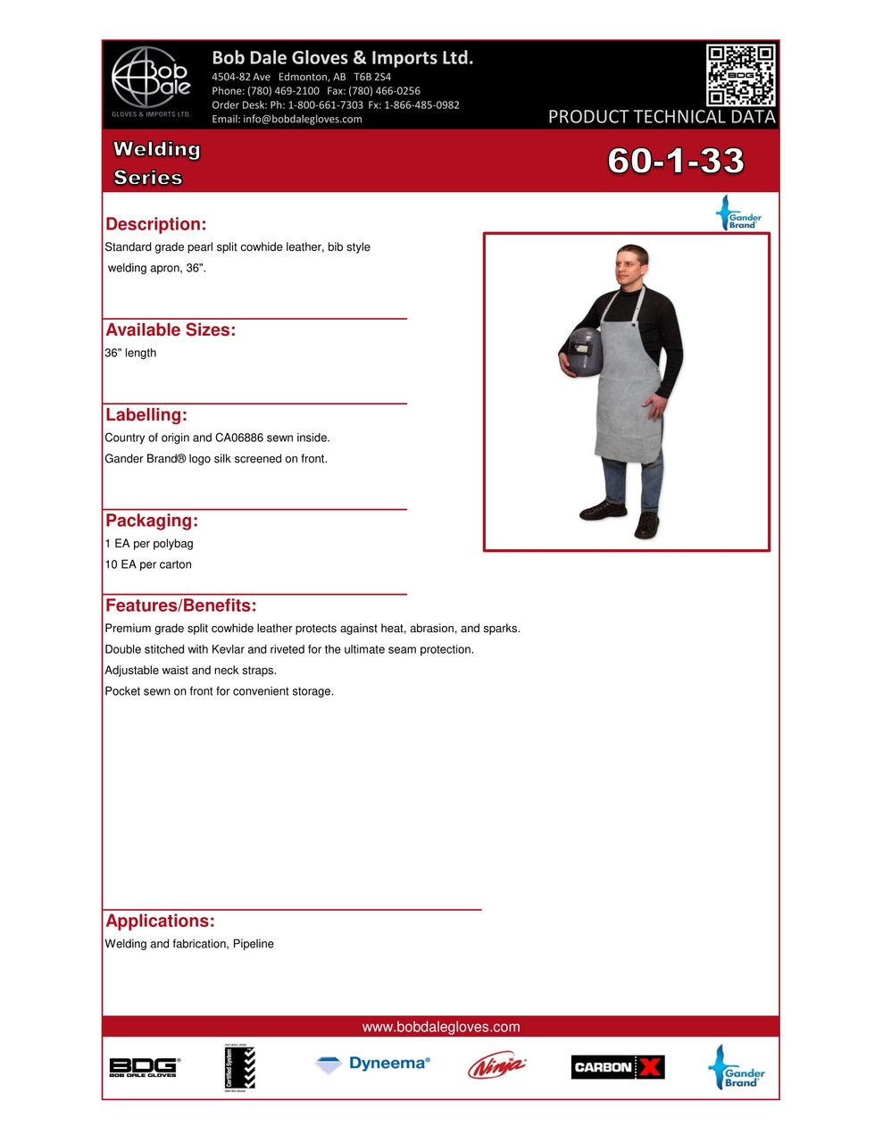 36" Split Cowhide Apron  60-1-33