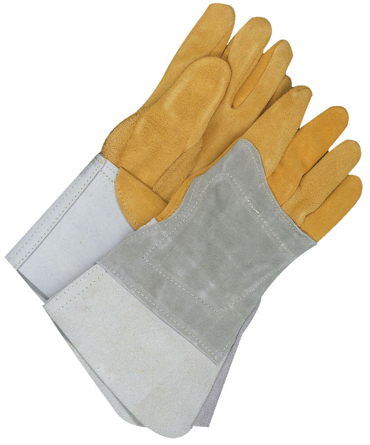 Grain Deerskin Tig Weld Glove w/5" Split Cowhide Gauntlet & Right Hand Heat Shield  64-1-1526