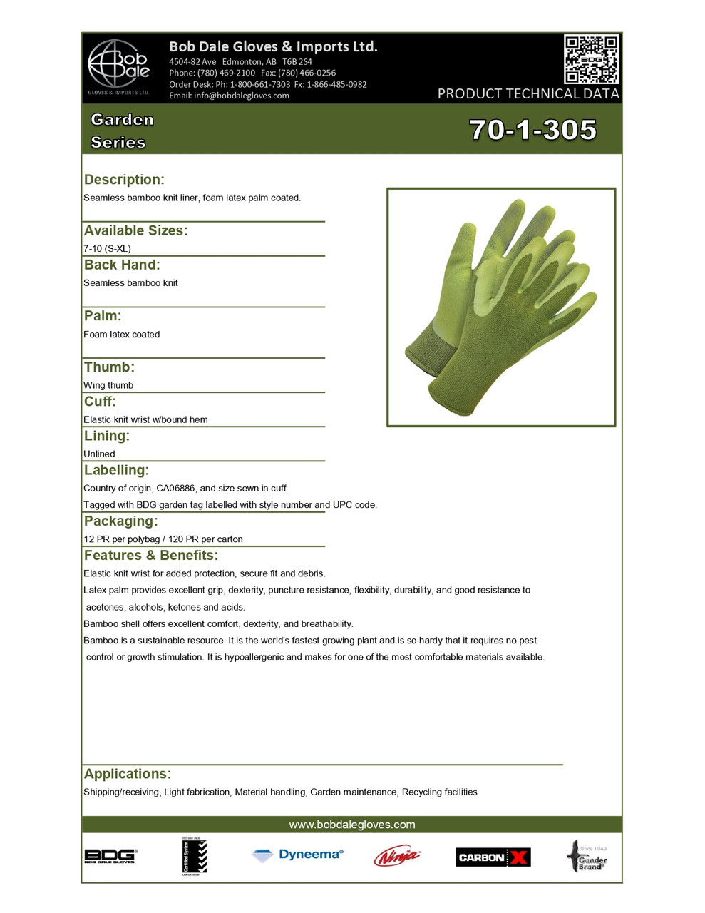 BDG® Seamless Knit Green Bamboo Green Foam Latex Palm  70-1-305