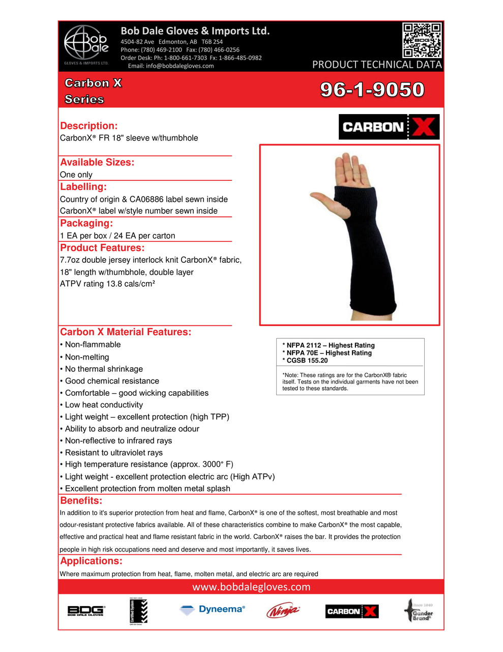 Carbon X® FR 18" Sleeves w/Thumbhole  96-1-9050