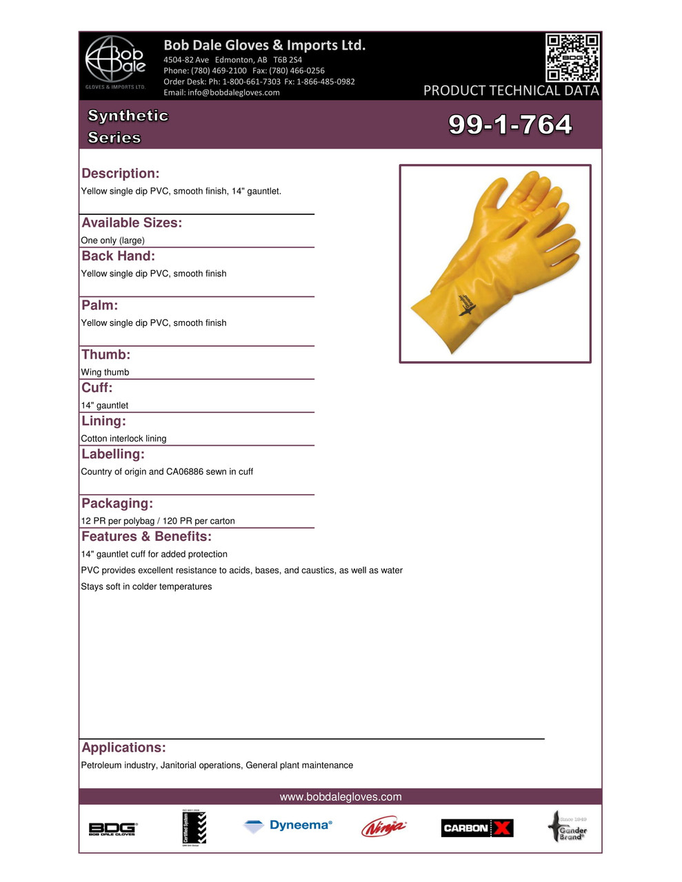Gander® PVC Coated Cotton 14" Gauntlet Yellow  99-1-764