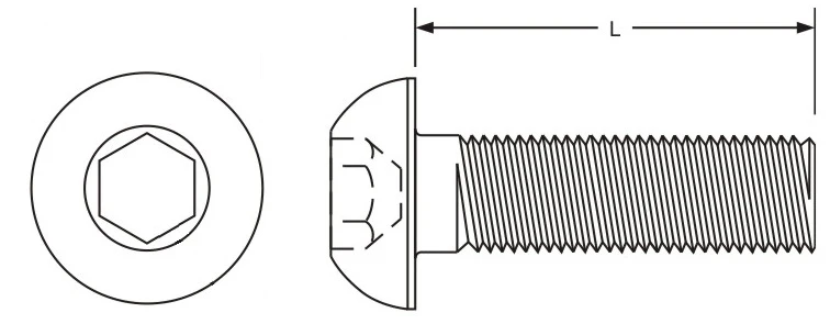 #10-24 UNC Button Socket Head Cap Screw - Black Oxide  201052 - 201065