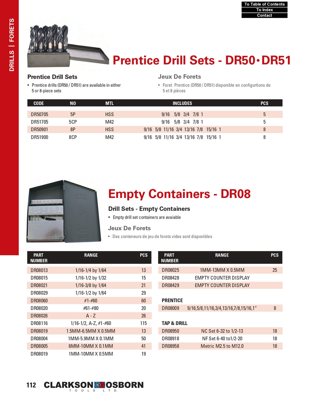 8Pc. 9/16 - 1" HSS Prentice Drill Bit Set   DR50901