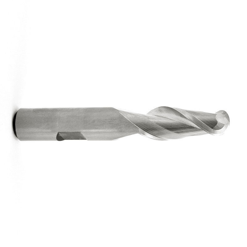 7/8" TiN Coated HSS 2 Flute High Helix Ball Nose End Mill   EM18056T