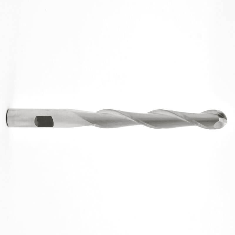 1" HSS 2 Flute High Helix Extra Long Ball Nose End Mill   EM20100