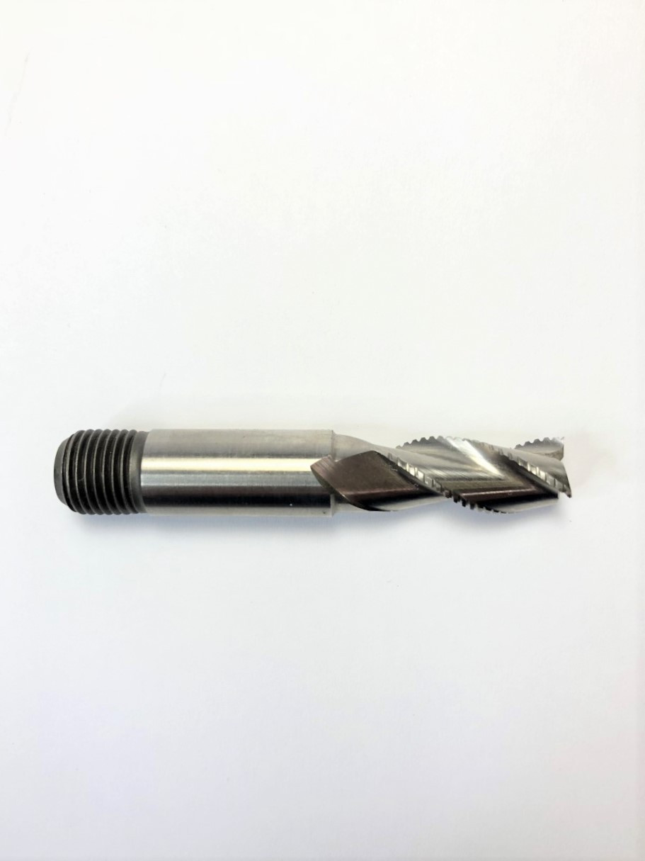 14mm TiN Coated Cobalt 3 Flute Threaded Shank End Mill   MC18640T