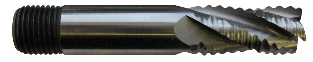 10mm TiN Coated Cobalt 4 Flute Long Threaded Shank Roughing End Mill   MC37600T