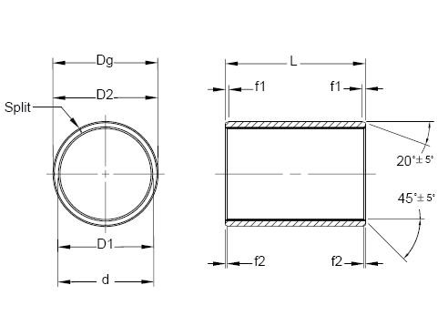 Inch Fiber-Lube® CJ Series 1/16" Thin Wall Cylindrical Bushing  FL16F18-24-CJ