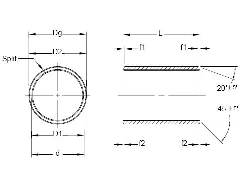 Inch Fiber-Lube® HT Series 1/8" Standard Wall Cylindrical Bushing  FL32F36-32-HT